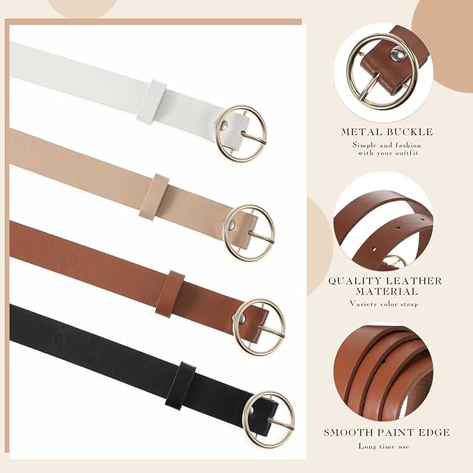 4 Pack Kids Leather Belts Girls Skinny Belt Color Leather Belts Strappy Waist Belt