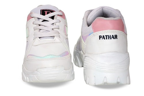 Casual Lace-Up Sneaker for Women/Girls (White)