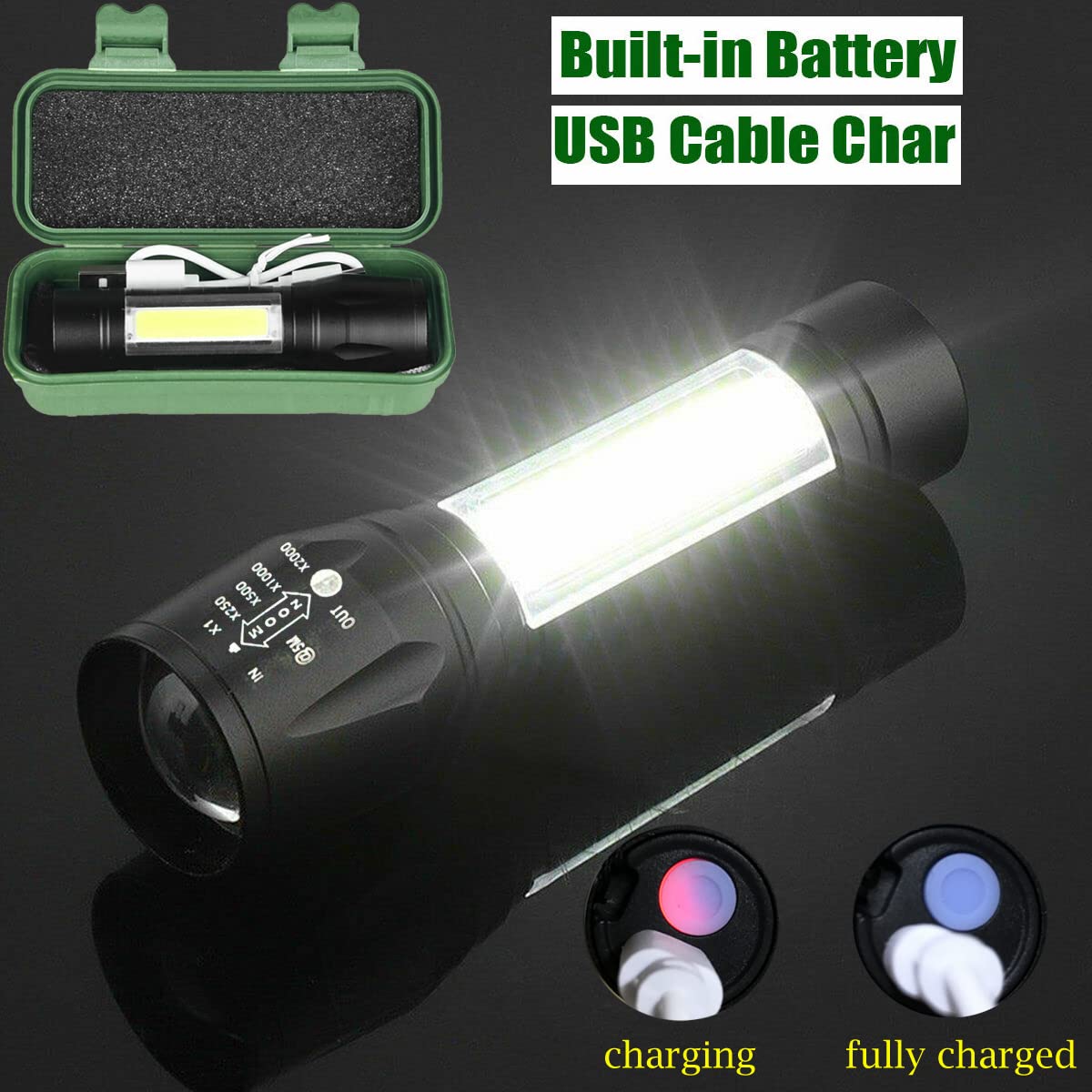 Led Flashlight Rechargeable USB Mini Torch Light (Pack of 1)