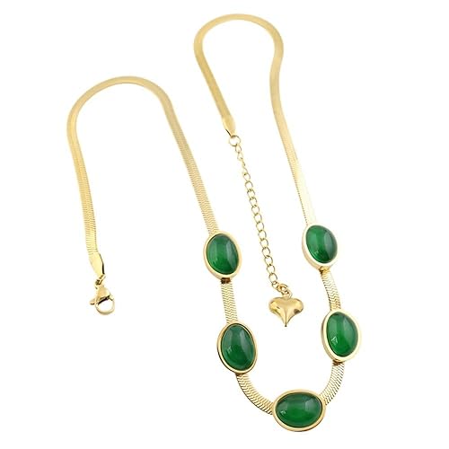Gold Plated Necklace with Emerald Green Resin