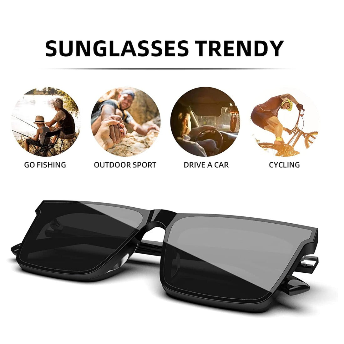 Square Oversized Sunglasses for Women Men Fashion Flat Top Big Black Frame Shades