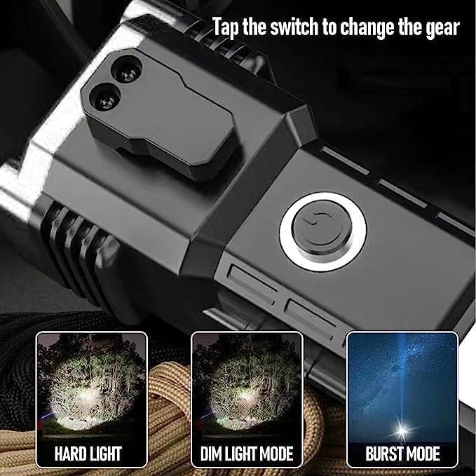 Torch Light,LED 3W Torch Light Rechargeable Torch Flashlight with Hammer Window Glass