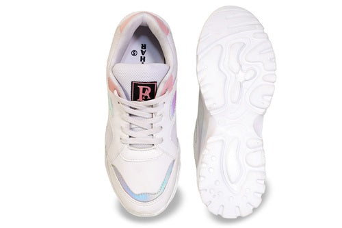 Casual Lace-Up Sneaker for Women/Girls (White)