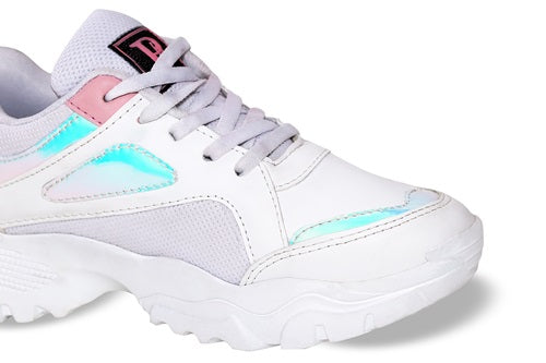 Casual Lace-Up Sneaker for Women/Girls (White)