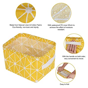 Foldable Storage Box Canvas Fabric Baskets For Organizing With Handles