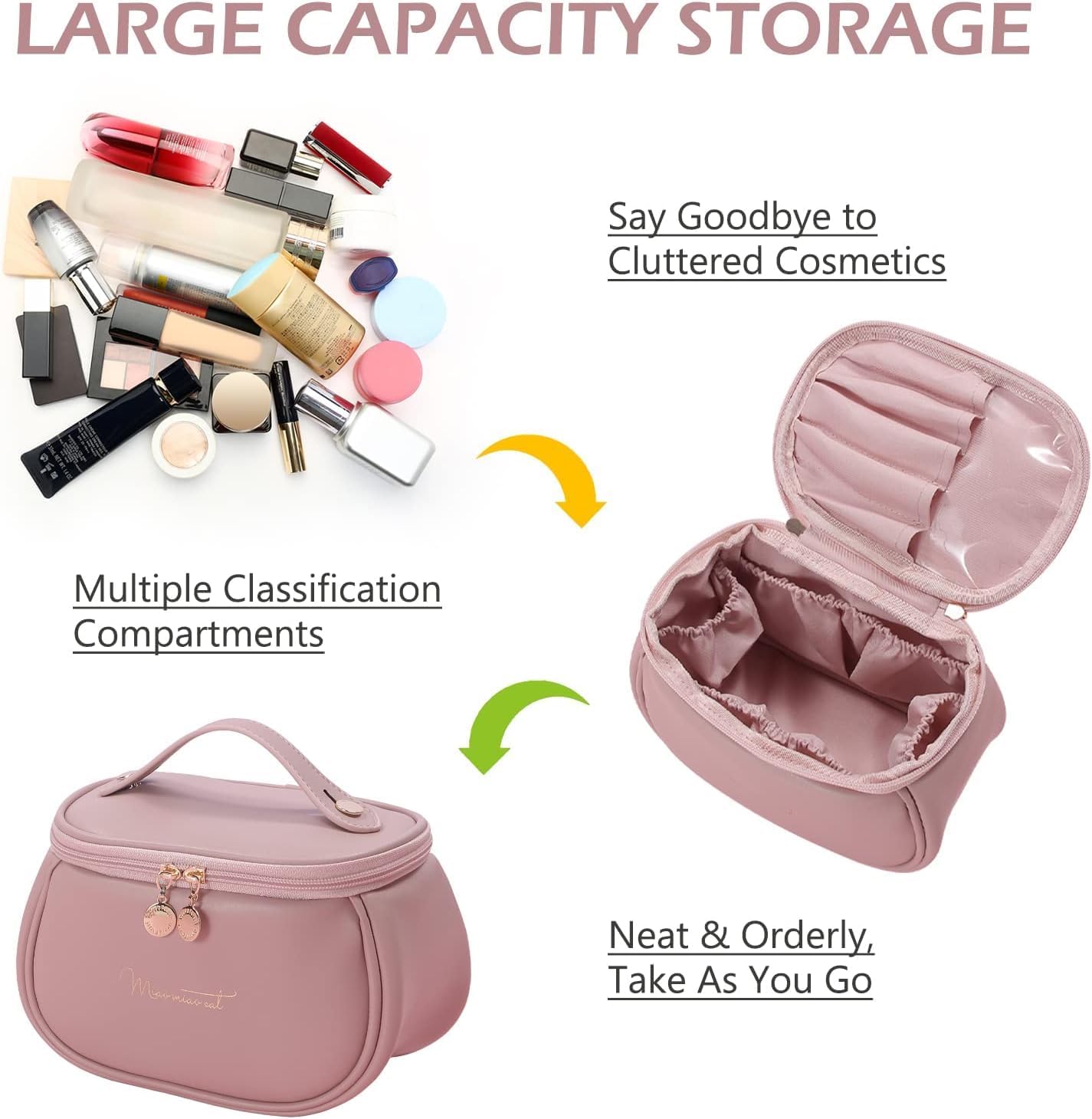 Makeup Bag,Travel Makeup Organizer Bag, Large Capacity Cosmetic Bags