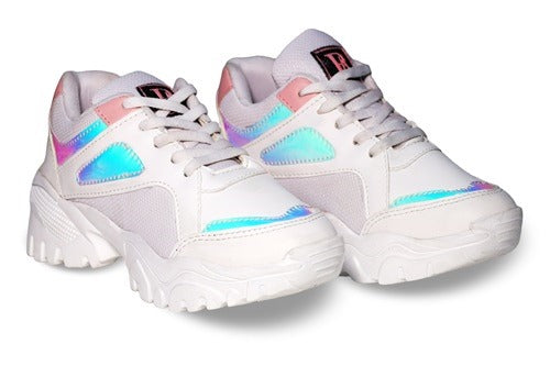 Casual Lace-Up Sneaker for Women/Girls (White)