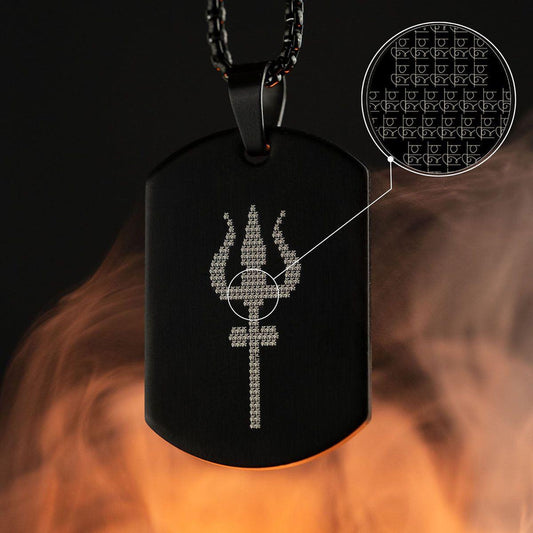 Micro-carved Tag Stainless Steel Necklace