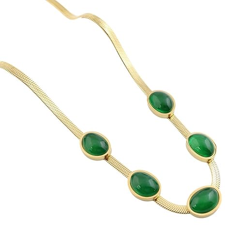 Gold Plated Necklace with Emerald Green Resin