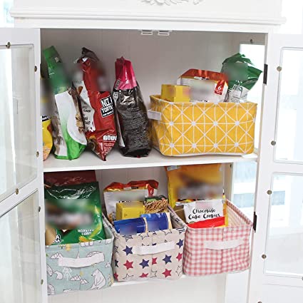 Foldable Storage Box Canvas Fabric Baskets For Organizing With Handles