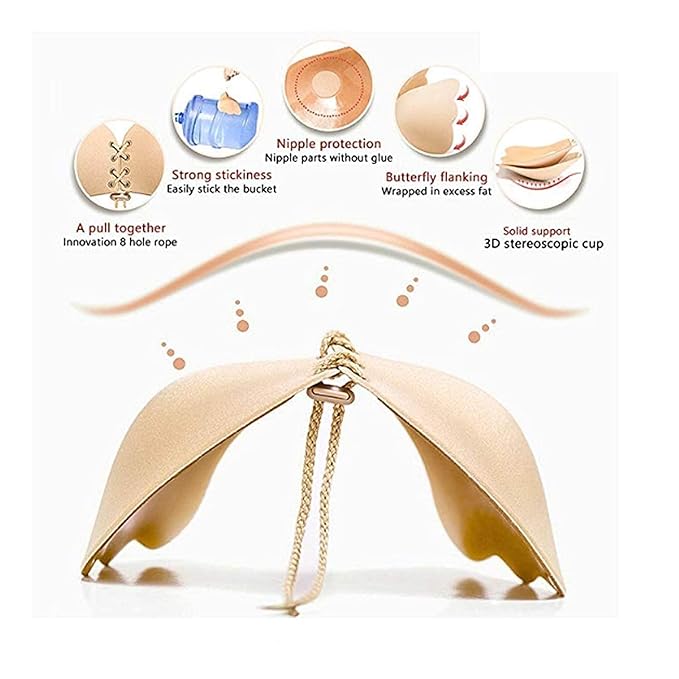 Stick-On Bra Invisible Sticky Strapless Gel Self Backless Adhesive Bra for Women ( Pack of 2 )