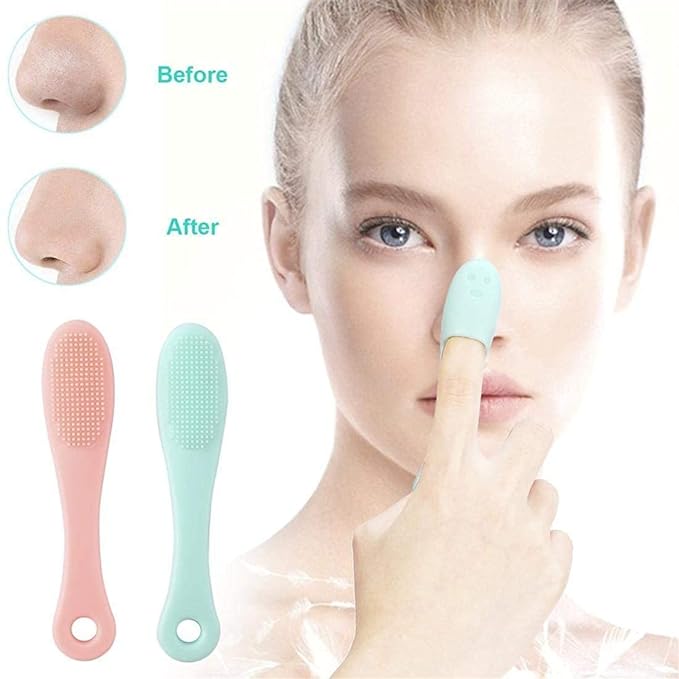Silicone Face Cleaner Blackhead Remover Brush Cleanser Nose Pore Brush Finger Scruber ( pack of 1 )
